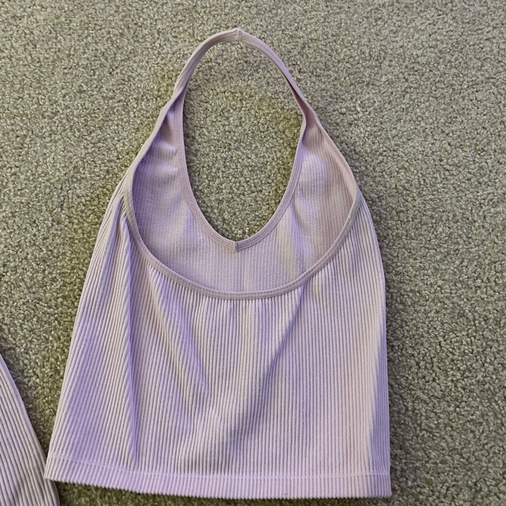 Lavender Halter Ribbed Tank Top - Picture 4 of 4